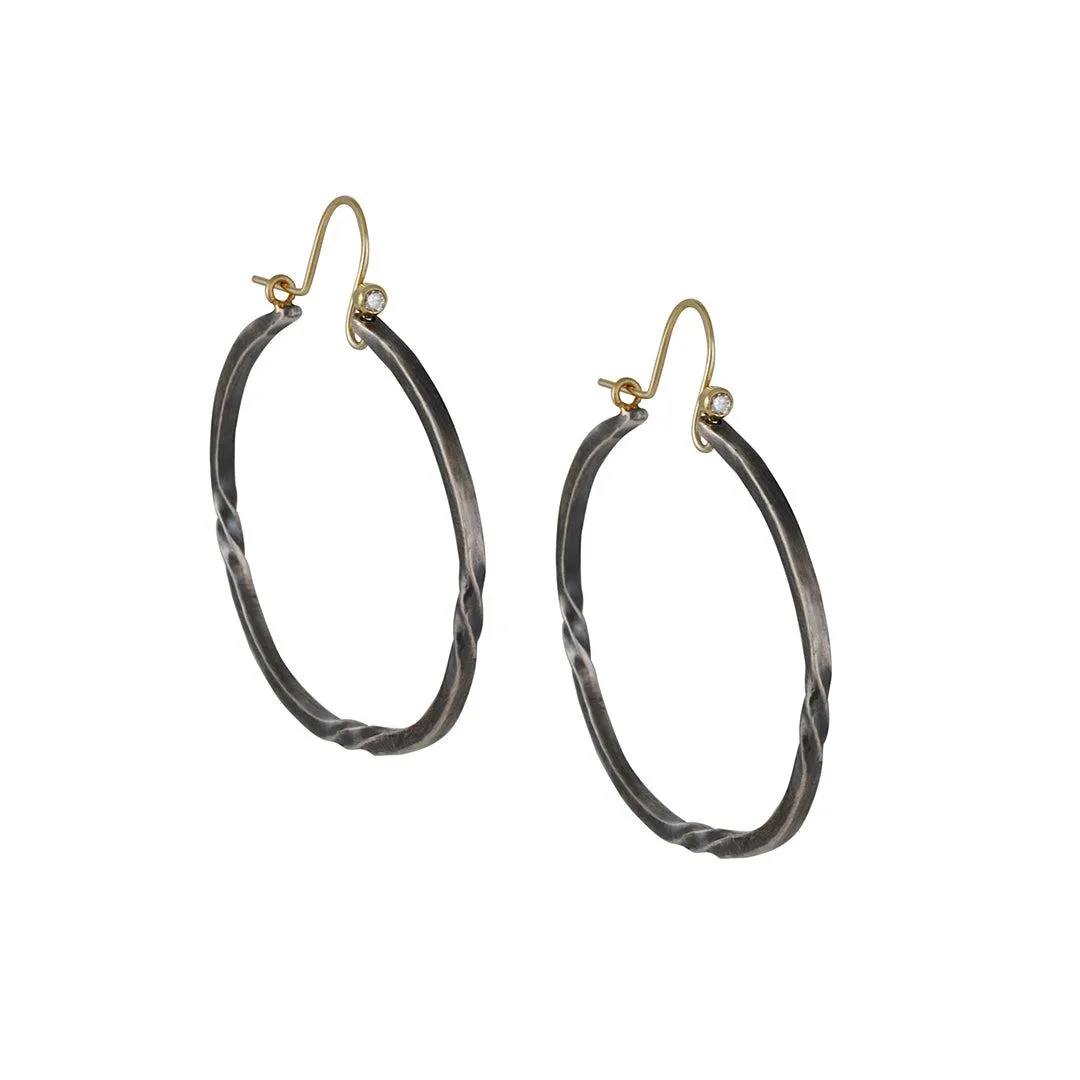 SALE  - Bias Oval Hoop with Diamond