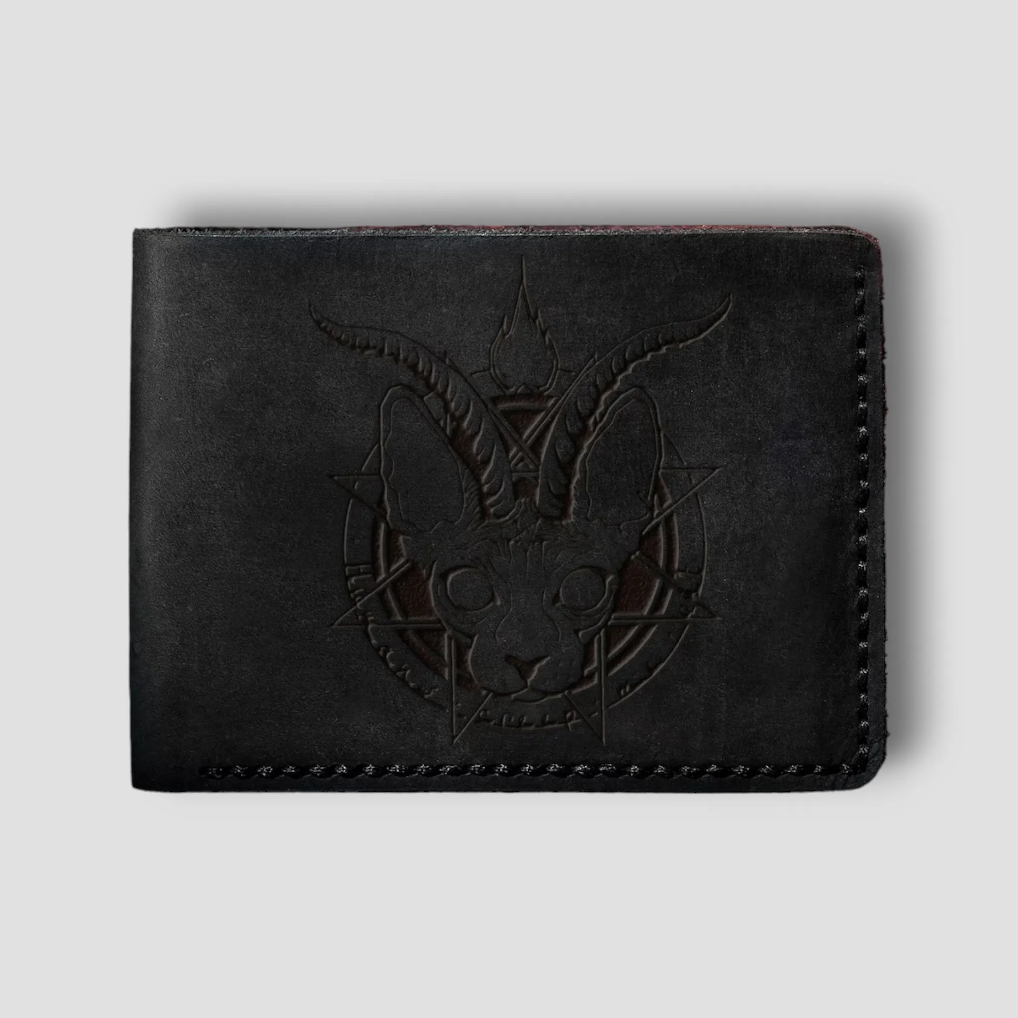 Satanic Sphynx: Handmade Gothic Leather Wallet