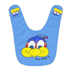 Say what?! light blue Fleece Baby Bib