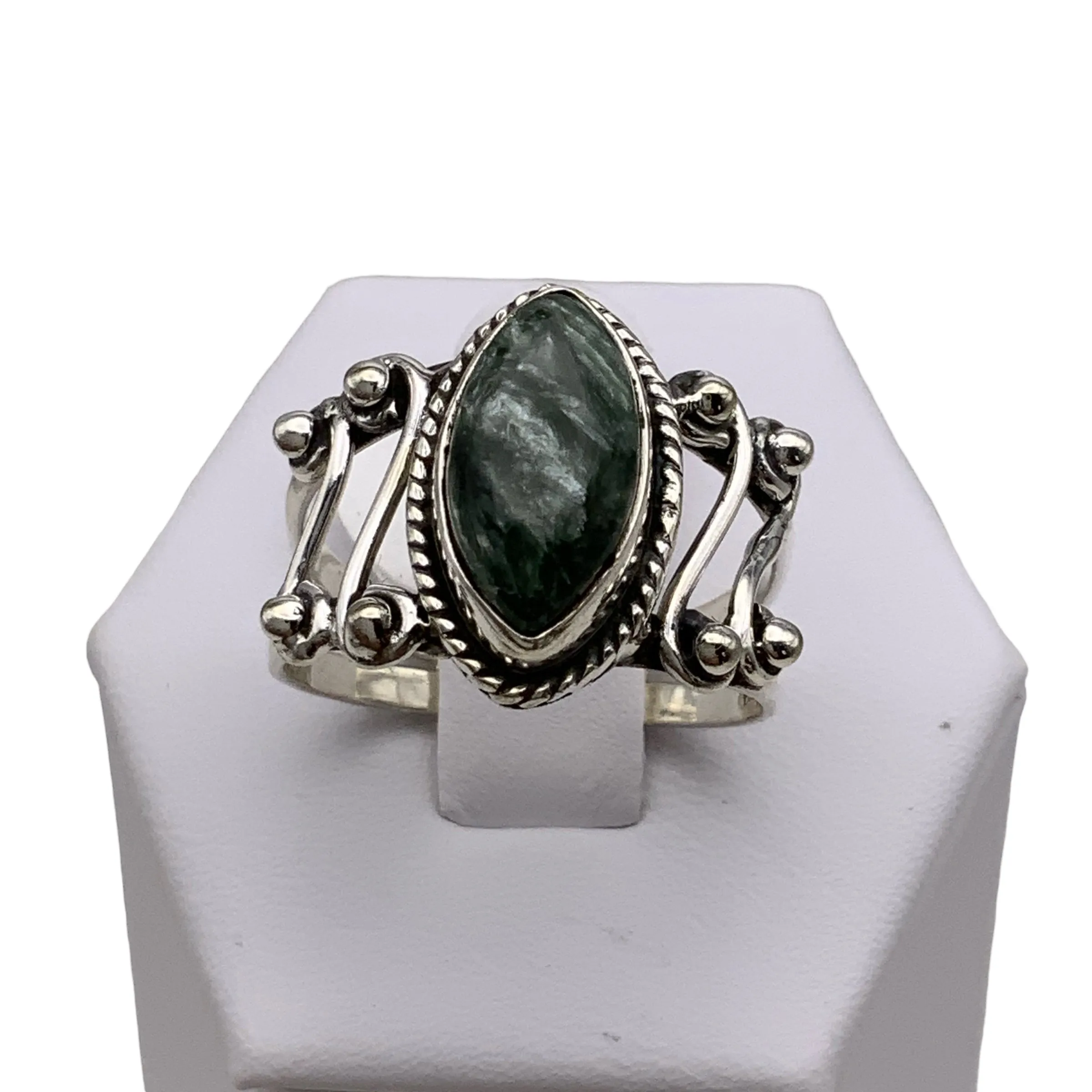 Seraphinite Solid 925 Sterling Silver Ring