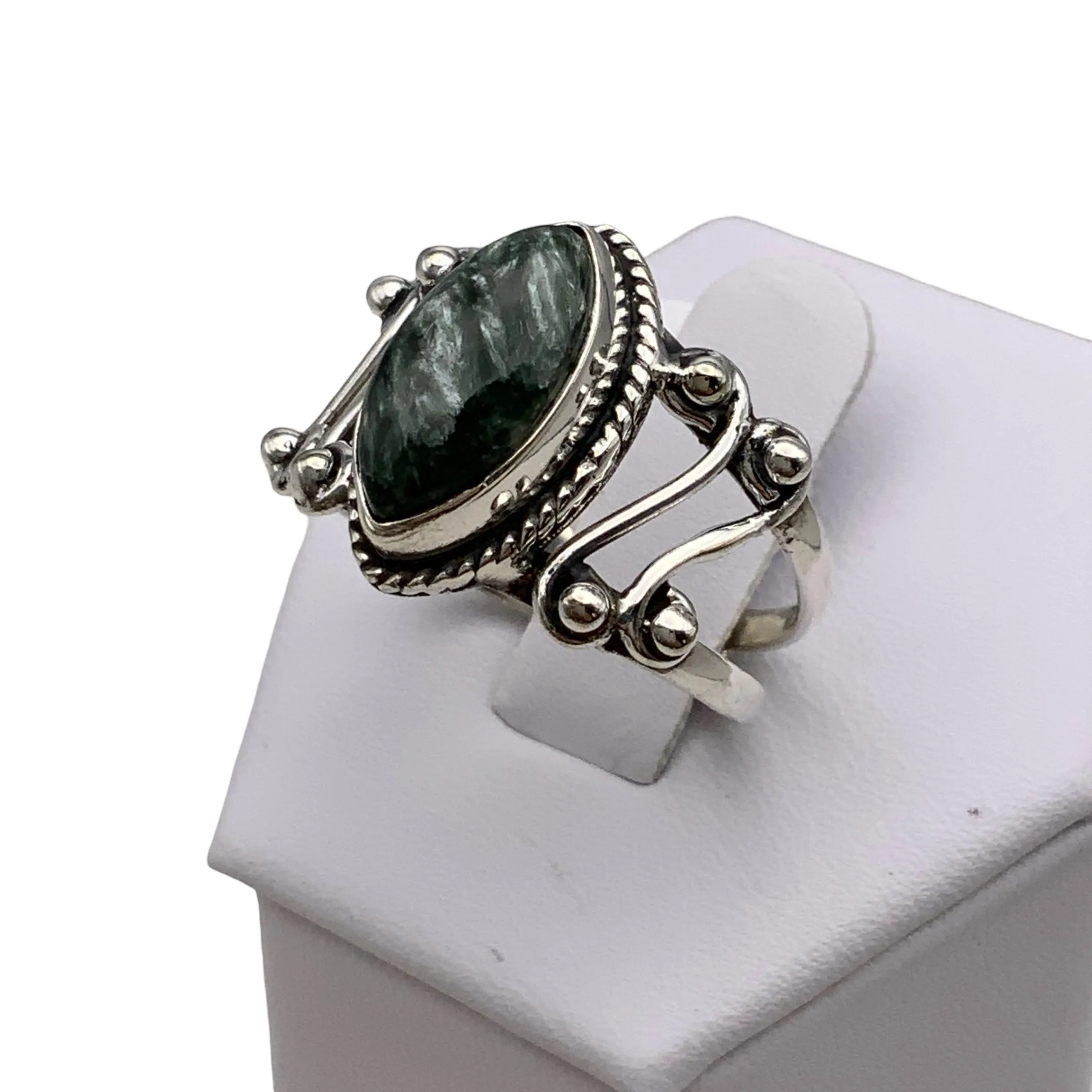 Seraphinite Solid 925 Sterling Silver Ring