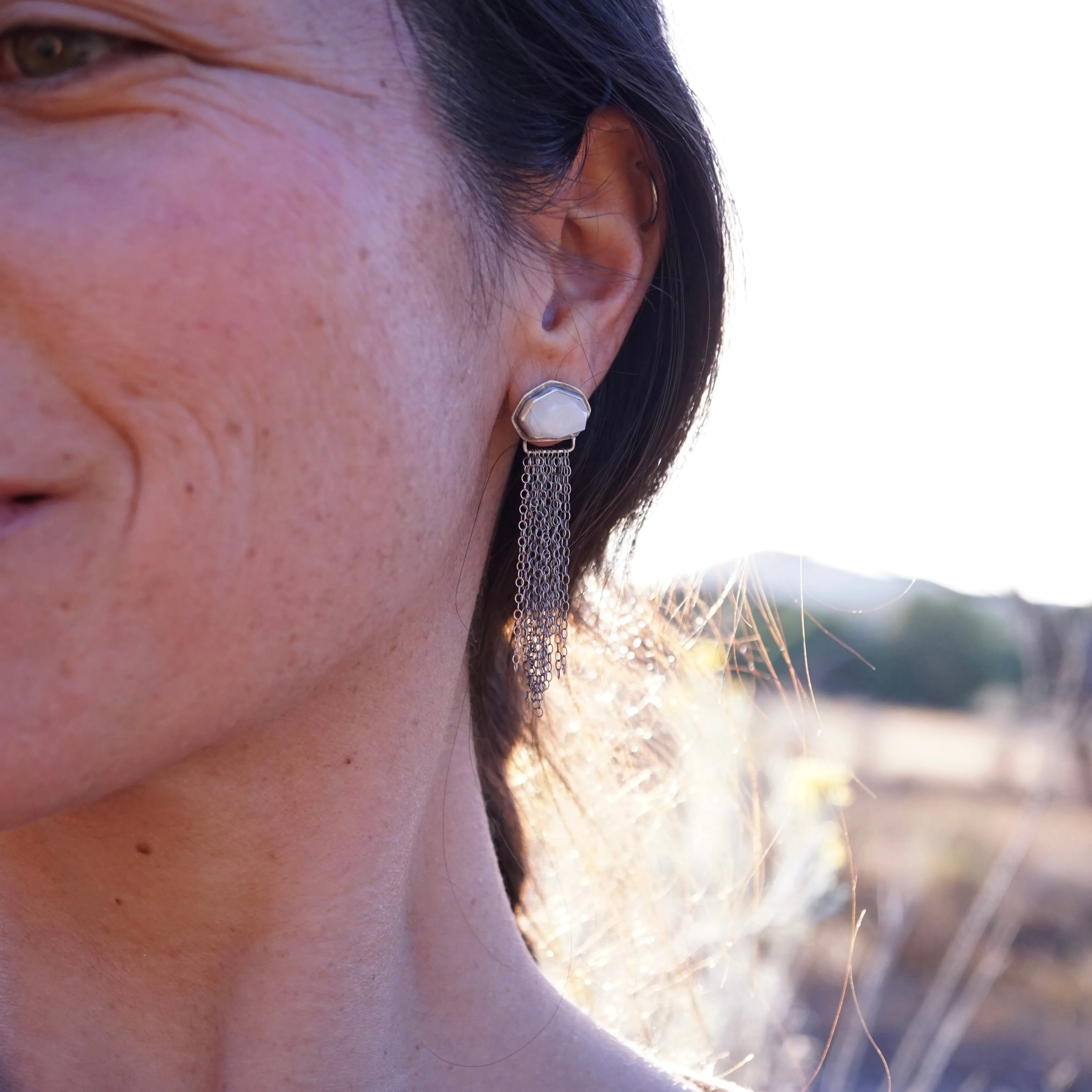 shimmer dangles with faceted moonstone   sterling silver