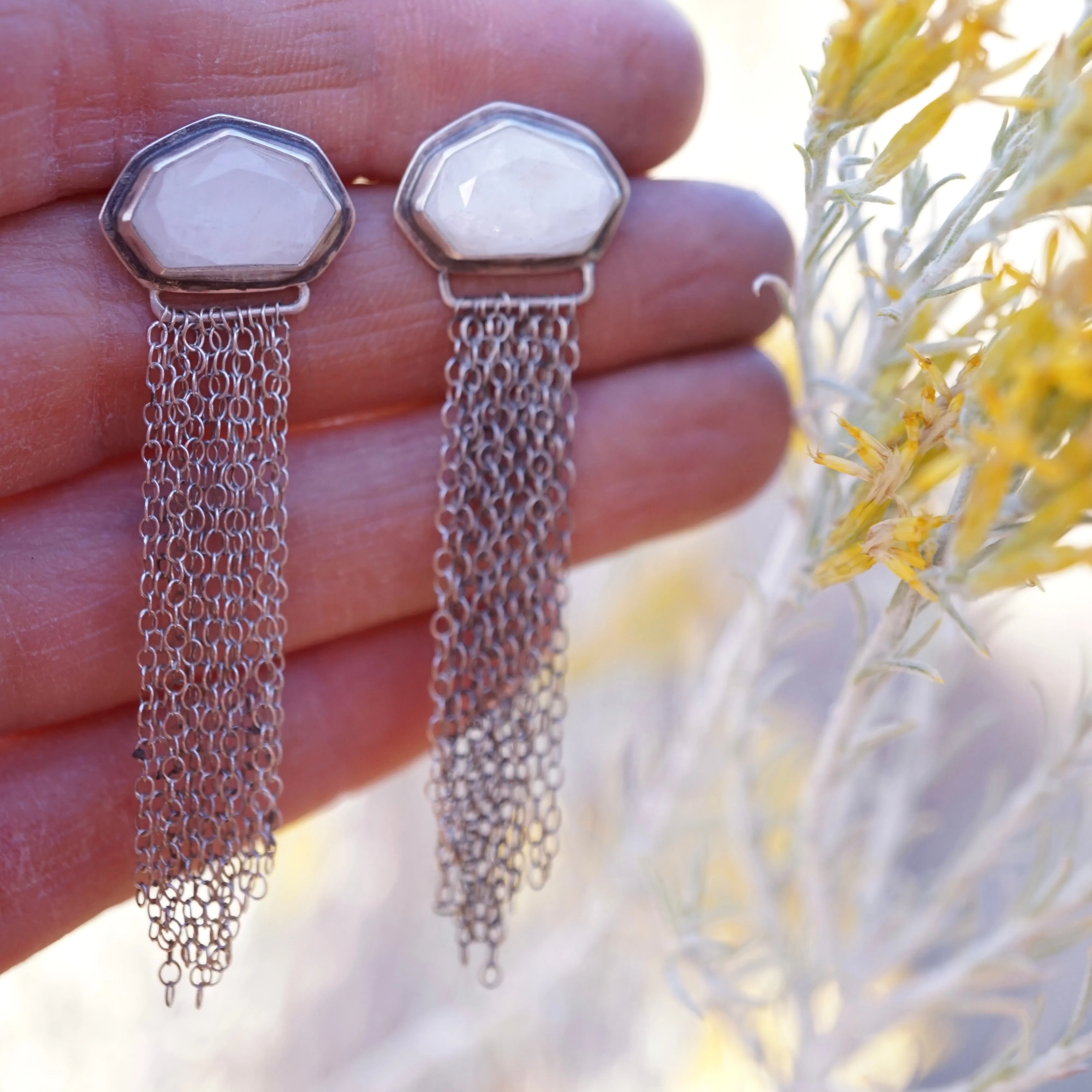shimmer dangles with faceted moonstone   sterling silver