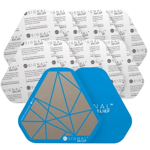 SIGNAL RELIEF Patch & Adhesive Bundle, Natural Extra Strength Relief for Any Ache or Soreness, Reusable Wellness Patches, Muscle Recovery, Easy Adhesive Application (Aqua, 3.5"   10 Adhesive Patches)