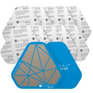 SIGNAL RELIEF Patch & Adhesive Bundle, Natural Extra Strength Relief for Any Ache or Soreness, Reusable Wellness Patches, Muscle Recovery, Easy Adhesive Application (Aqua, 3.5"   10 Adhesive Patches)
