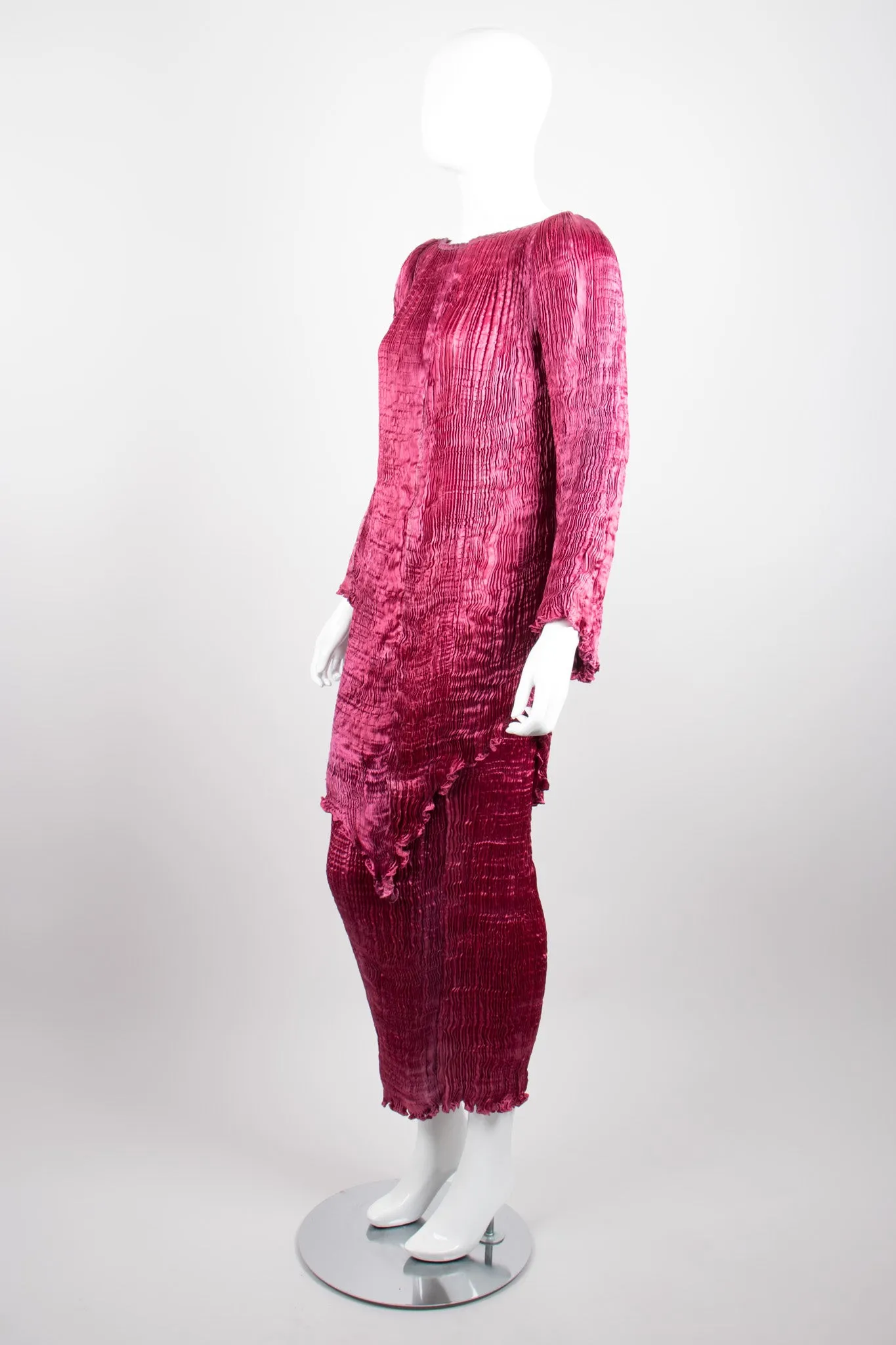 Silk Pleated Top & Skirt Set