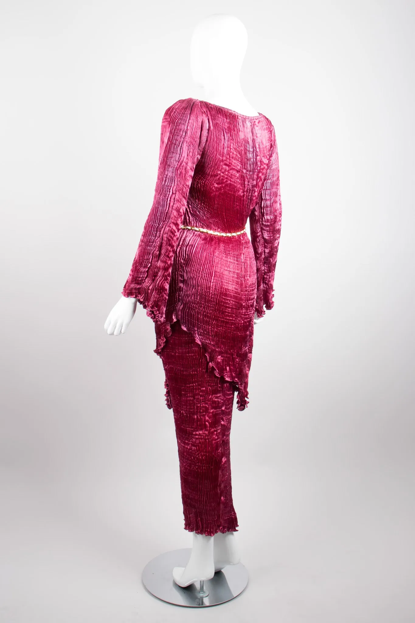 Silk Pleated Top & Skirt Set