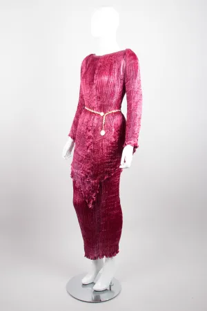 Silk Pleated Top & Skirt Set