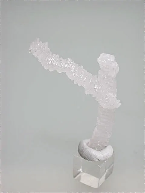 SOLD Calcite, Level 550 Block 1-South, 2nd Section Krushev dol Mine, Madan District, Bulgaria, Mined January 2016, Miniature 0.5 x 4.0 x 4.0 cm, $60.  Online 3/23.