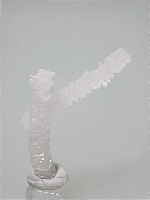 SOLD Calcite, Level 550 Block 1-South, 2nd Section Krushev dol Mine, Madan District, Bulgaria, Mined January 2016, Miniature 0.5 x 4.0 x 4.0 cm, $60.  Online 3/23.