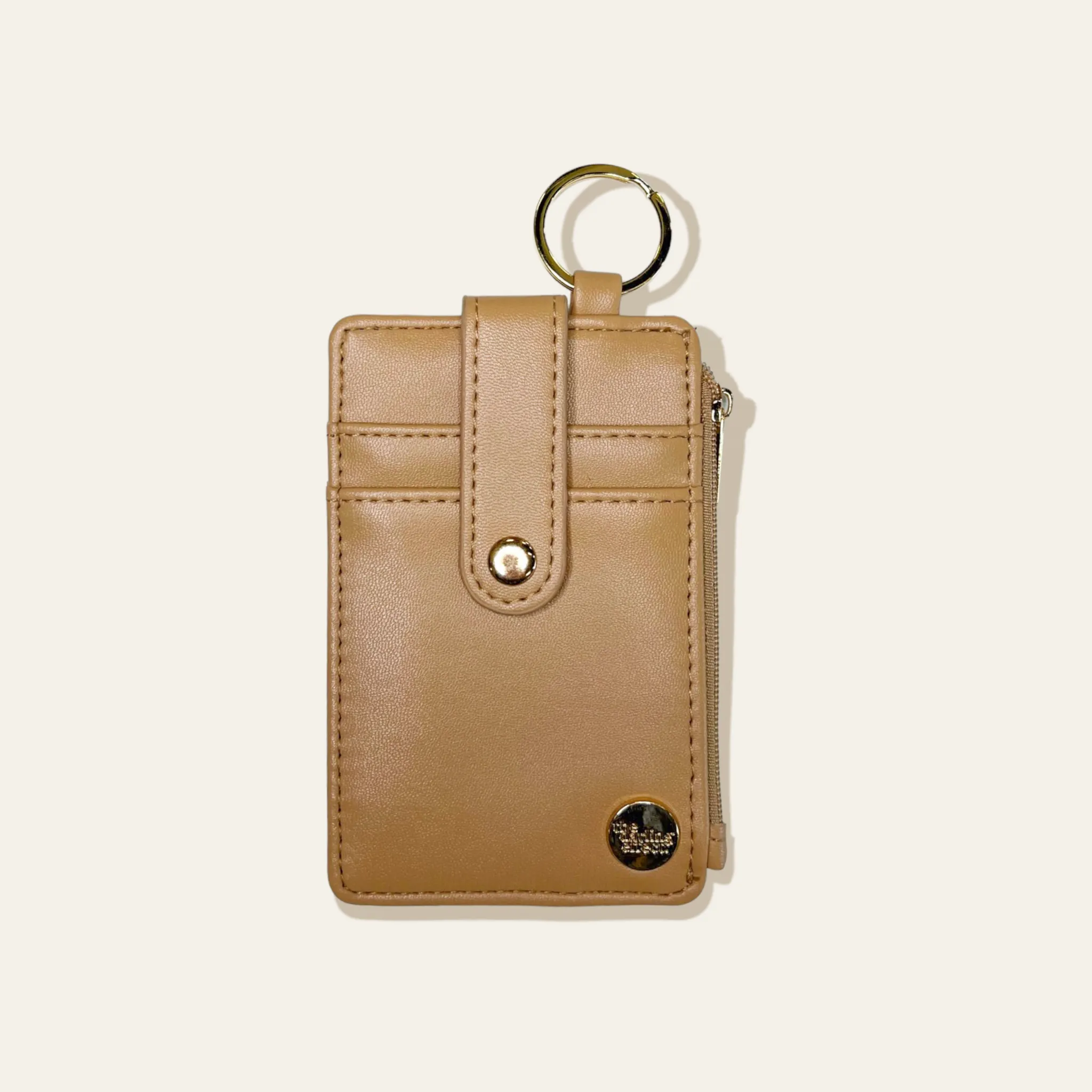 Solid Colored Keychain Card Wallet - Brown