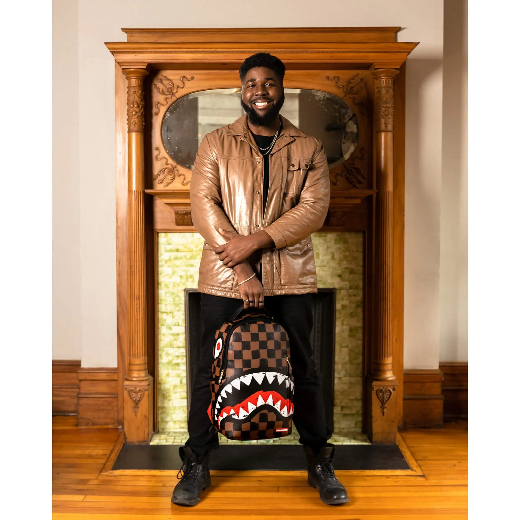 Sprayground Sharks In Paris Paint Dlxsv Backpack Brown