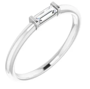 Straight Baguette Gemstone Stackable Ring