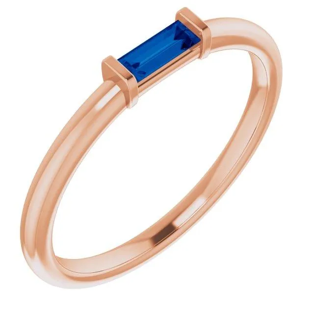 Straight Baguette Gemstone Stackable Ring