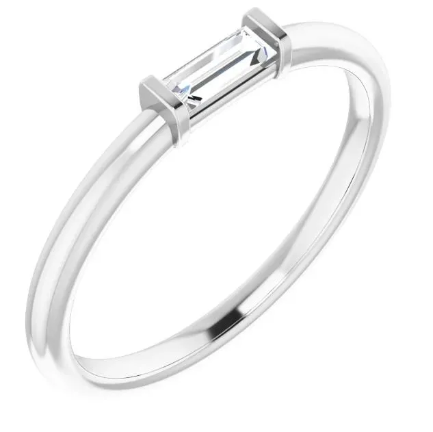 Straight Baguette Gemstone Stackable Ring