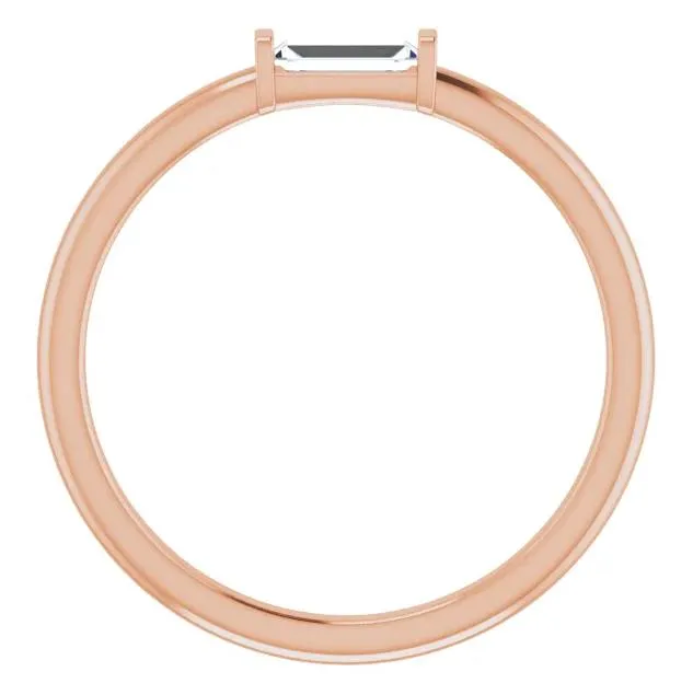 Straight Baguette Gemstone Stackable Ring