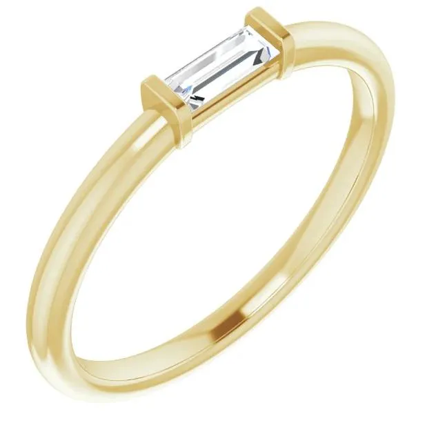 Straight Baguette Gemstone Stackable Ring