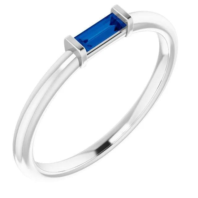Straight Baguette Gemstone Stackable Ring