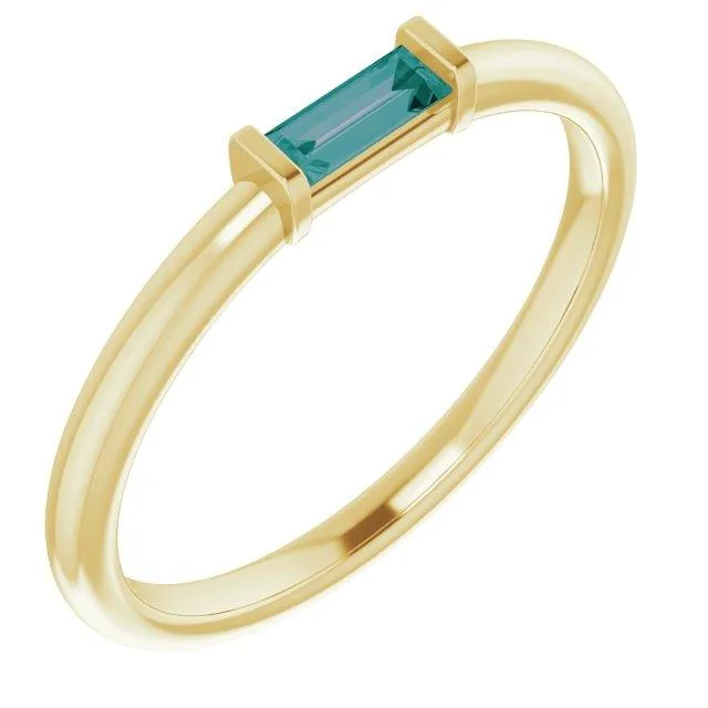 Straight Baguette Gemstone Stackable Ring