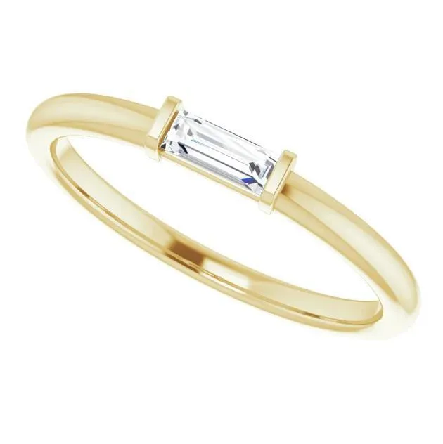 Straight Baguette Gemstone Stackable Ring