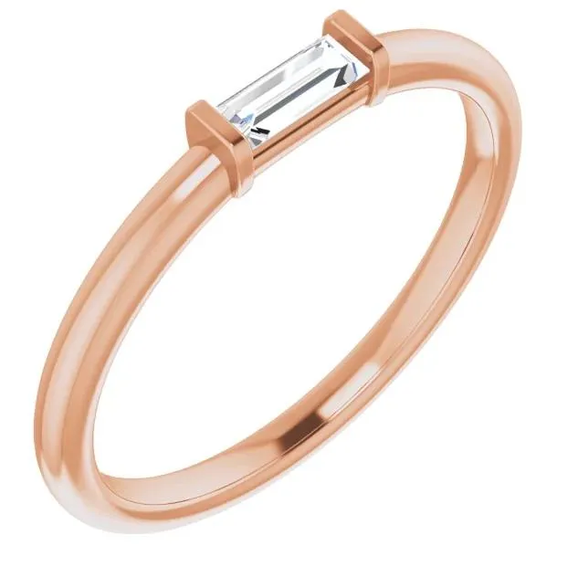 Straight Baguette Gemstone Stackable Ring