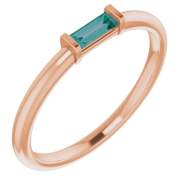 Straight Baguette Gemstone Stackable Ring