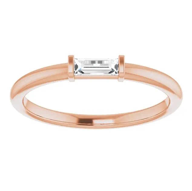 Straight Baguette Gemstone Stackable Ring