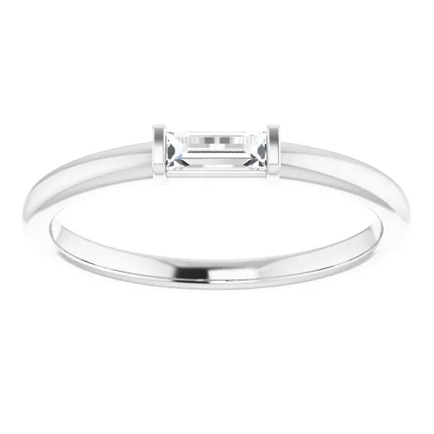 Straight Baguette Gemstone Stackable Ring