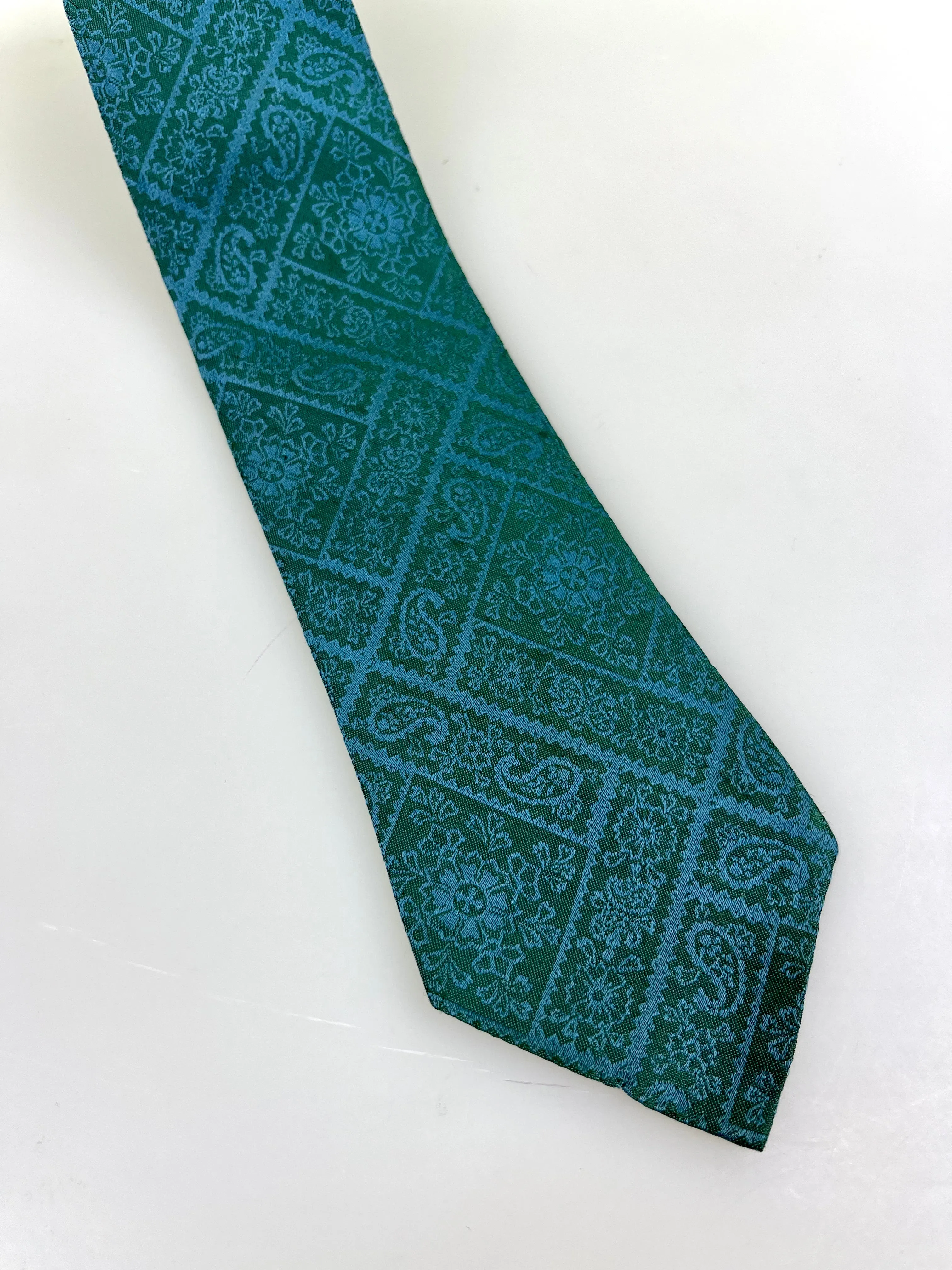 Teal and Green Brocade Tie