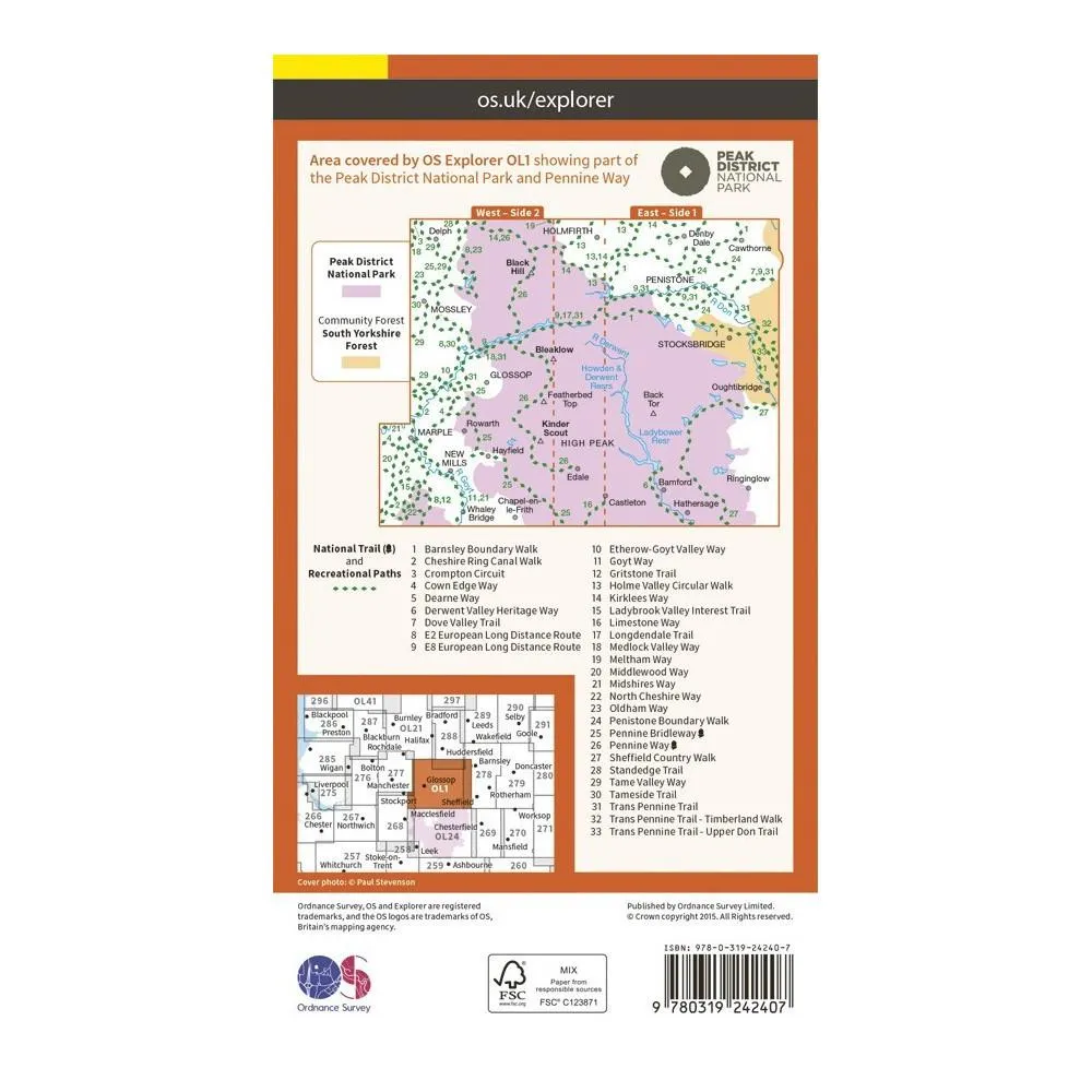 The Peak District - OS Explorer Map OL1