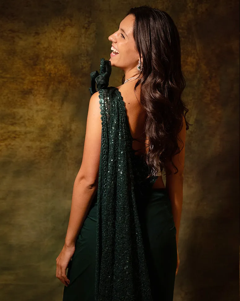 The Shimmering green circle sari