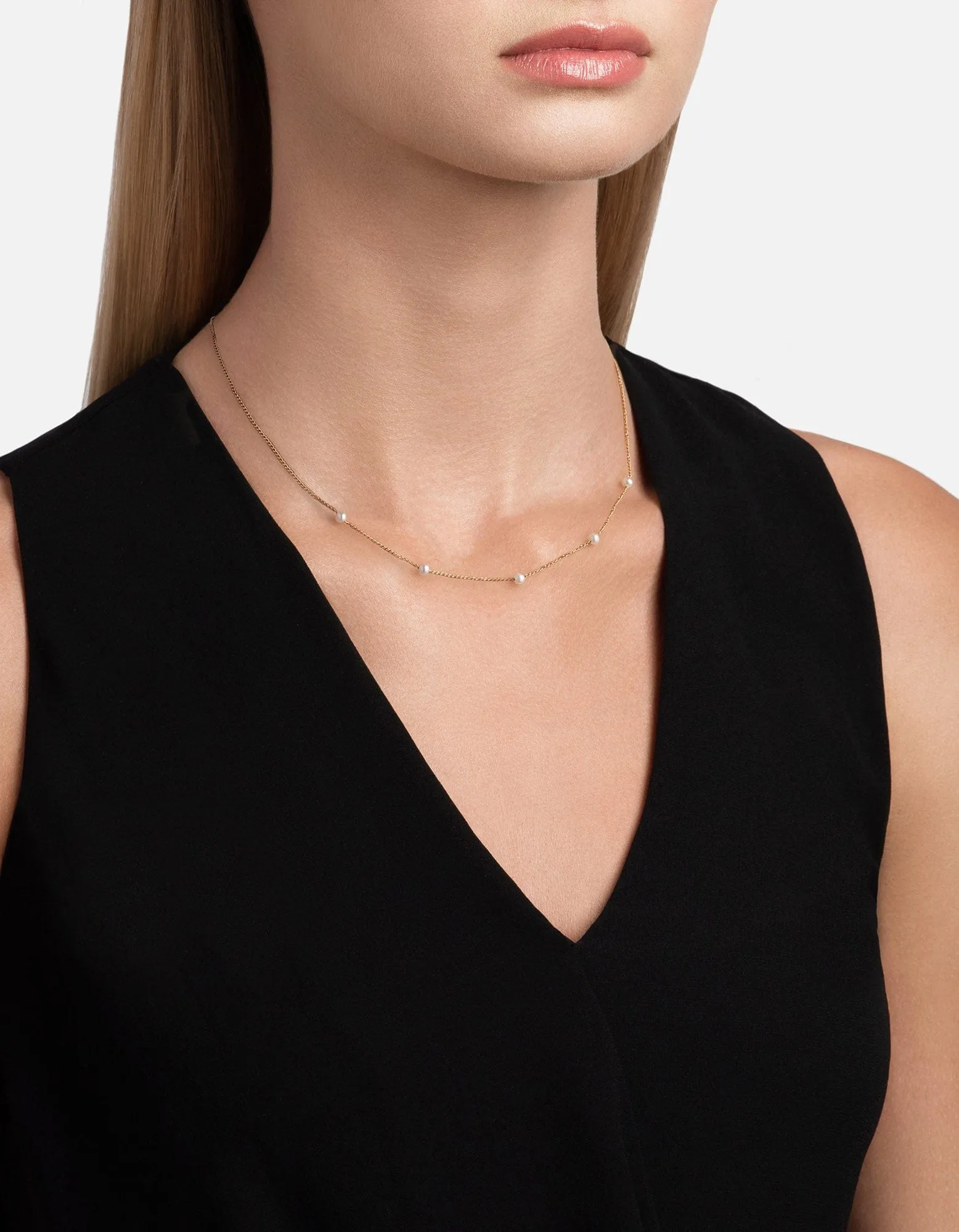 Tiana Pearl Necklace, 14k Gold