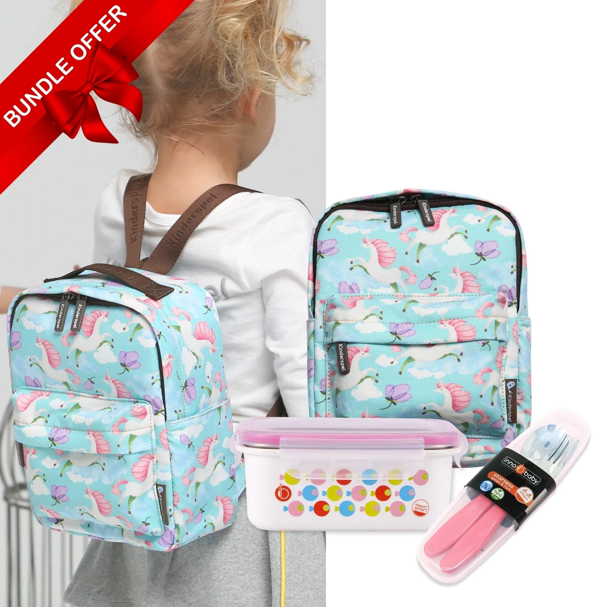 Toddler-Friendly Picnic Set – Insulated Backpack, Stainless Lunchbox & Utensil Set