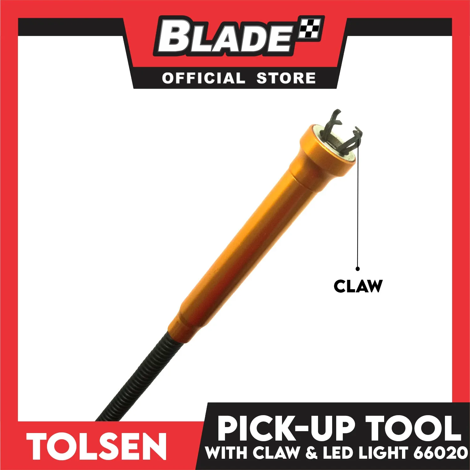 Tolsen Flexible Pick Up Tool With Claw And LED 610mm, 24'' Magnetic 66020
