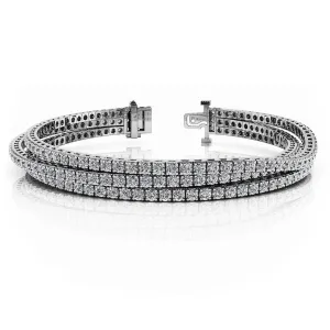 Triple Strand Flexible Tennis Bracelet 12 Ct Round Cut Natural Earth Mined Diamonds White
