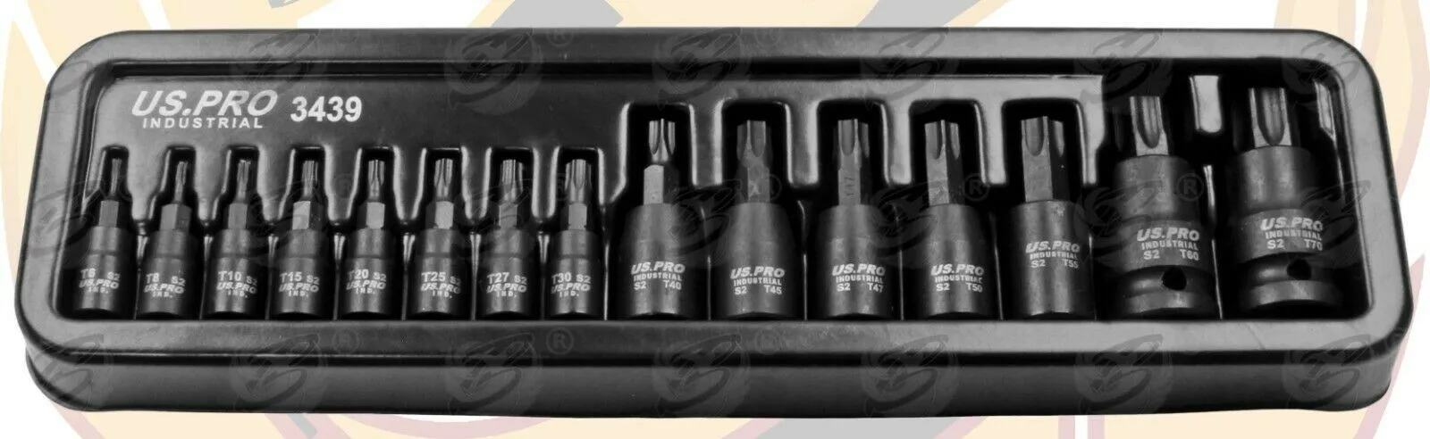 US PRO INDUSTRIAL 15PCS 1/4" & 3/8" & 1/2" DRIVE IMPACT TORX BIT SOCKETS T6 - T70