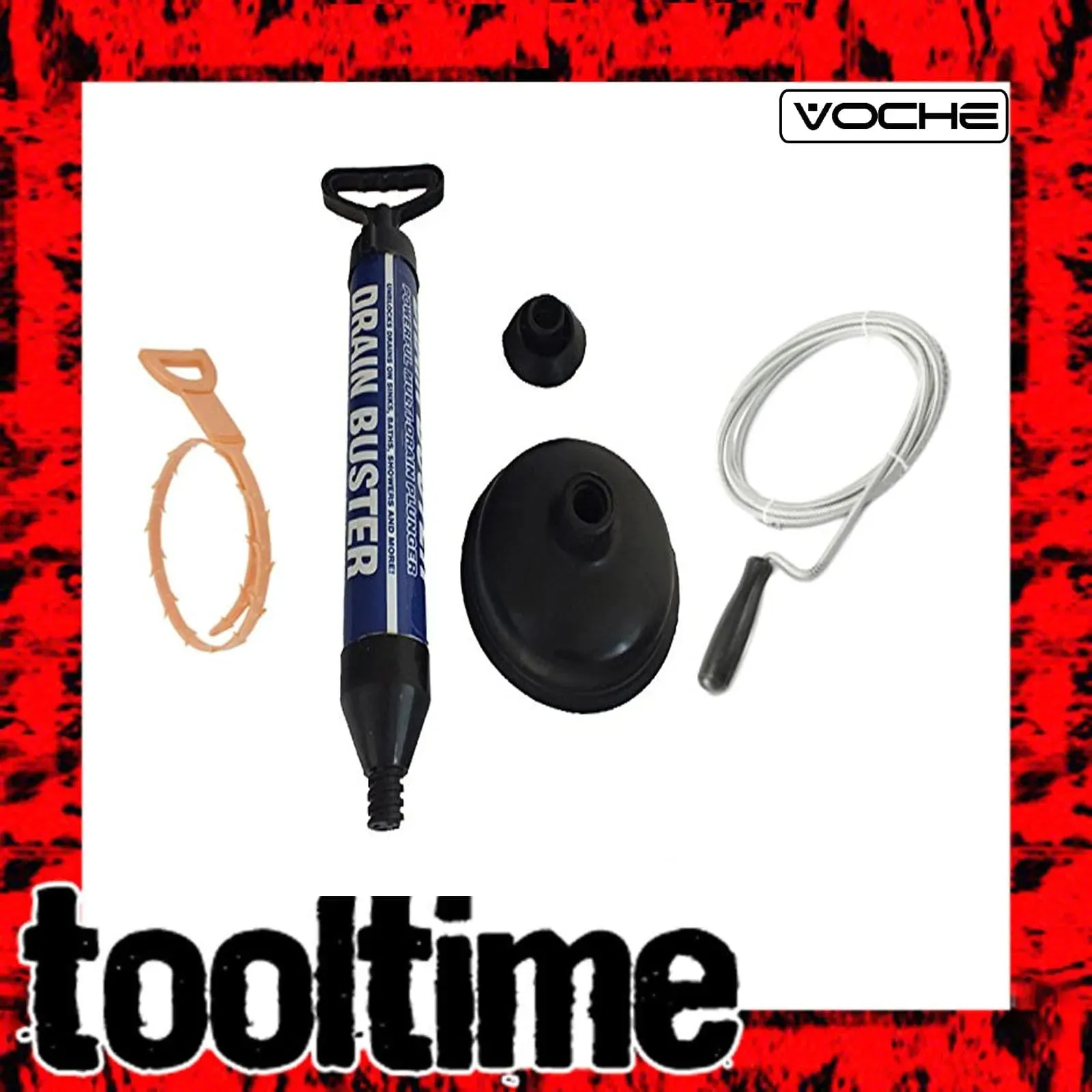 Voche® 3Pc Drain Buster Suction Plunger Drain Unblocker   2 Flexible Brushes Set