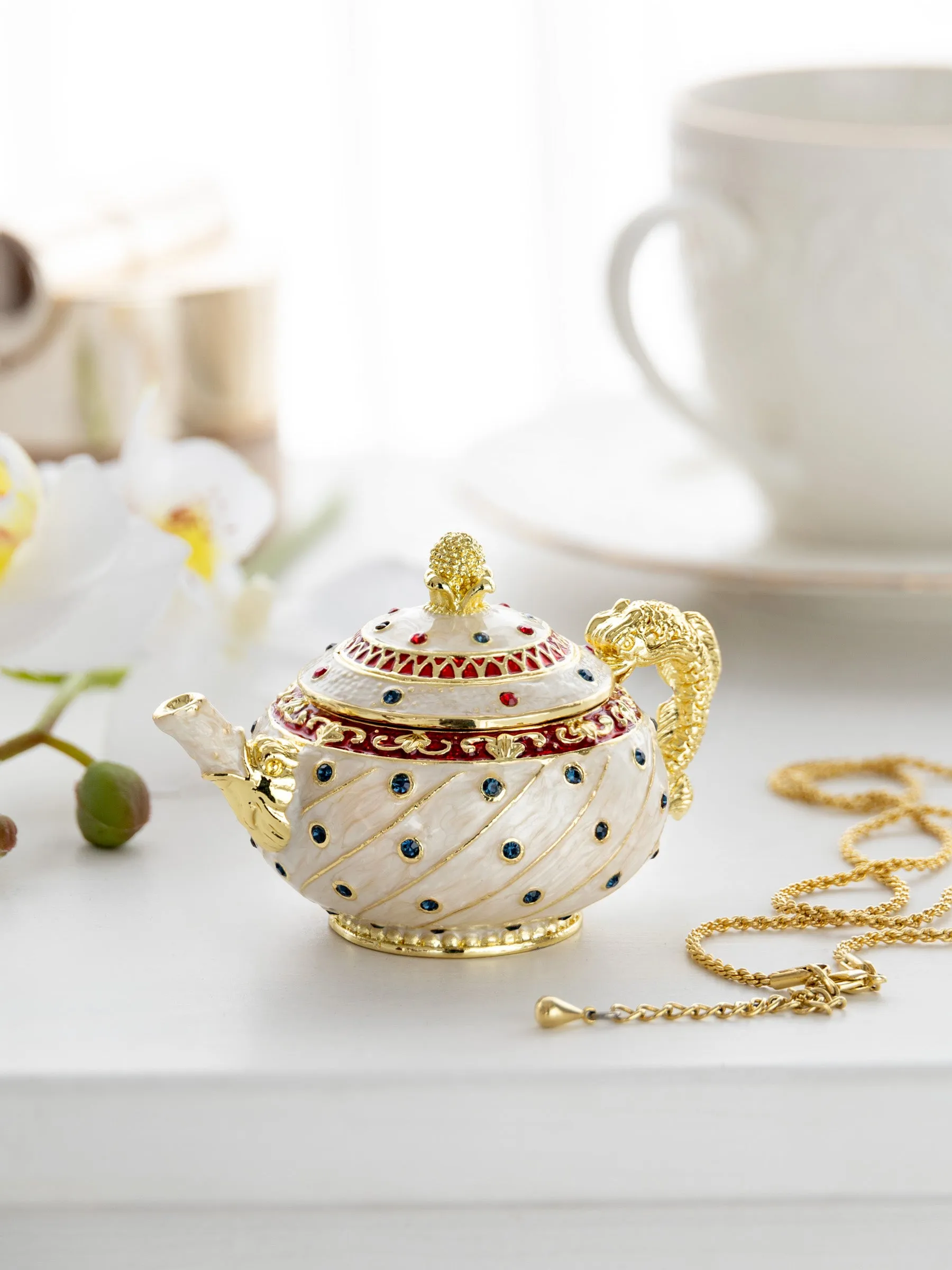 White with Colorful Dots Teapot