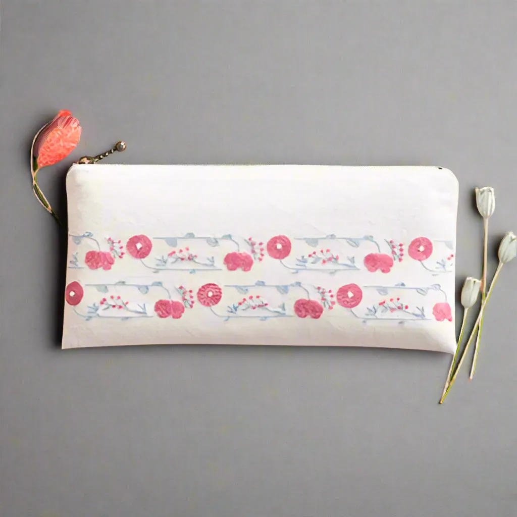 Wild Flower Zip Pouch Embroidery Kit, 4x8"