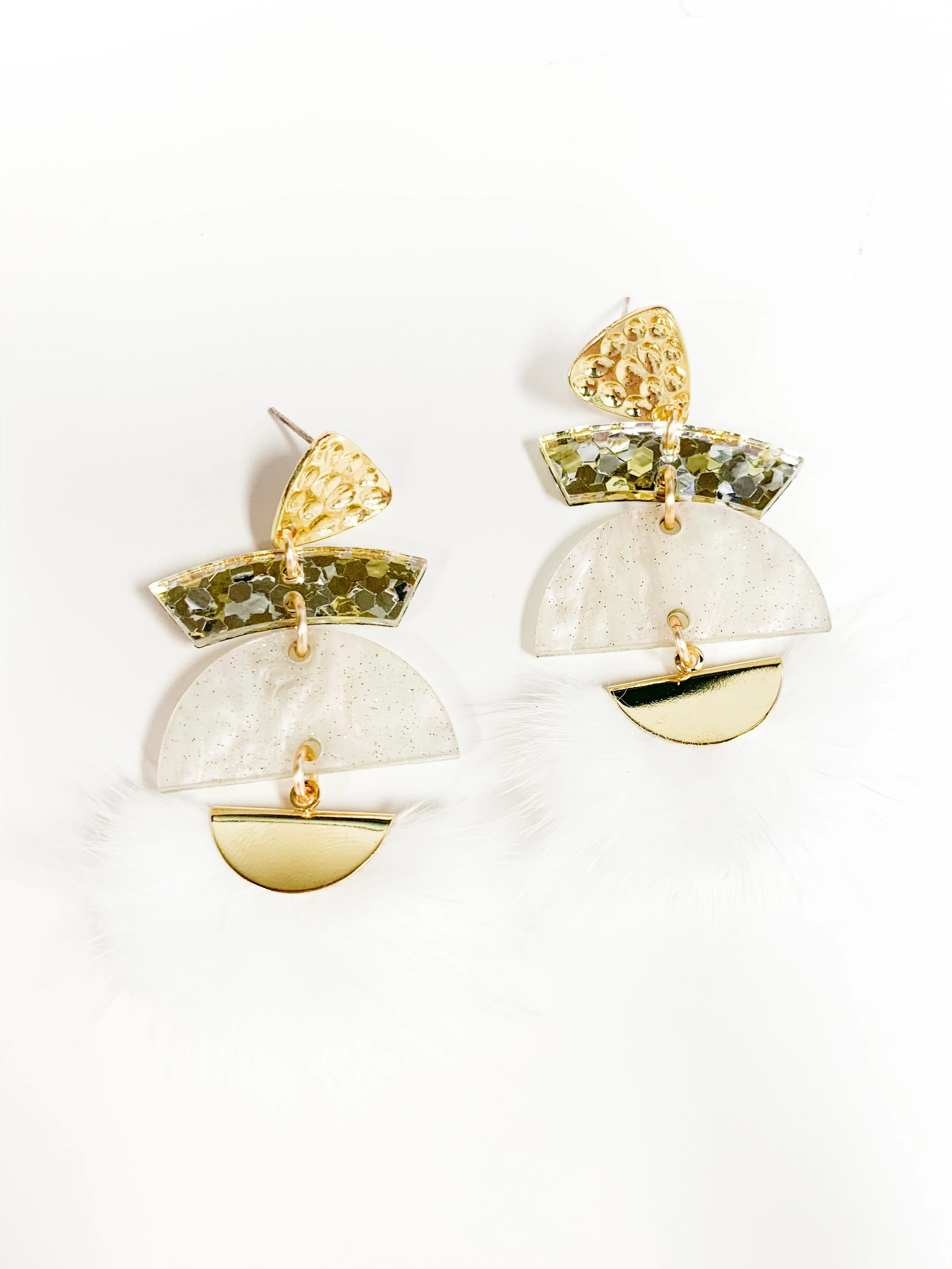 Willow Tassel Earrings - White Shimmer